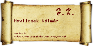 Havlicsek Kálmán névjegykártya